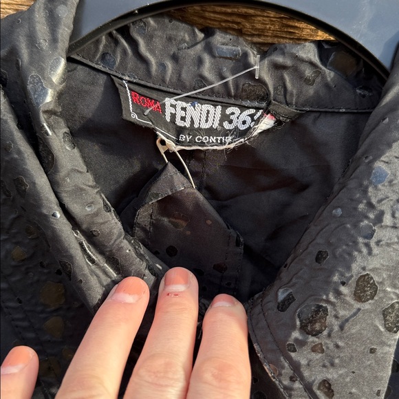 Fendi 365 Black Textured Coat lightweight trench vintage belted - Picture 5 of 5